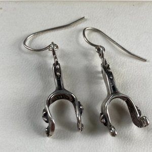 Pretty sterling silver spur dangle earrings, signed, possibly Kee Tsosie